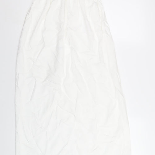 Boohoo Womens White Viscose A-Line Size 10 Square Neck Pullover