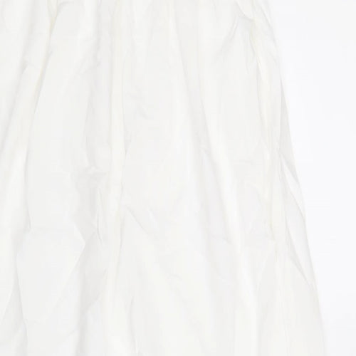 Boohoo Womens White Viscose A-Line Size 10 Square Neck Pullover