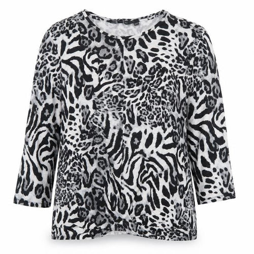 Dorothy Perkins Womens Grey Animal Print Viscose Basic T-Shirt Size 18 Round Neck