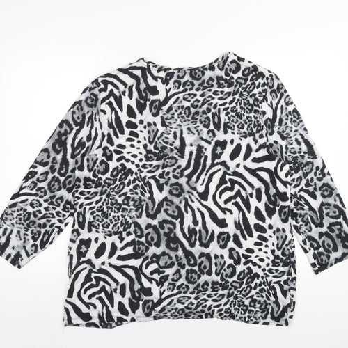 Dorothy Perkins Womens Grey Animal Print Viscose Basic T-Shirt Size 18 Round Neck