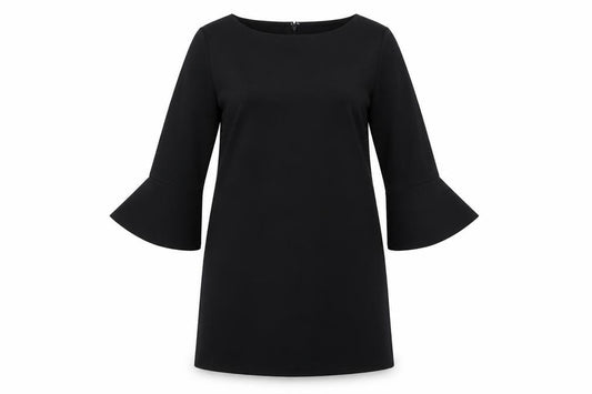 Front view of Gap women’s black polyester a-line, size L, round neck zip