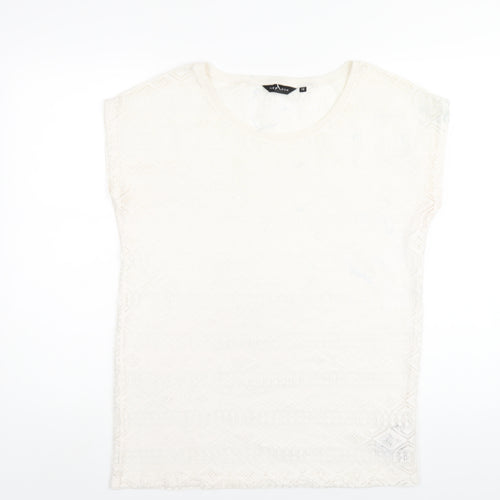 New Look Womens Ivory Polyester Basic T-Shirt Size 12 Round Neck