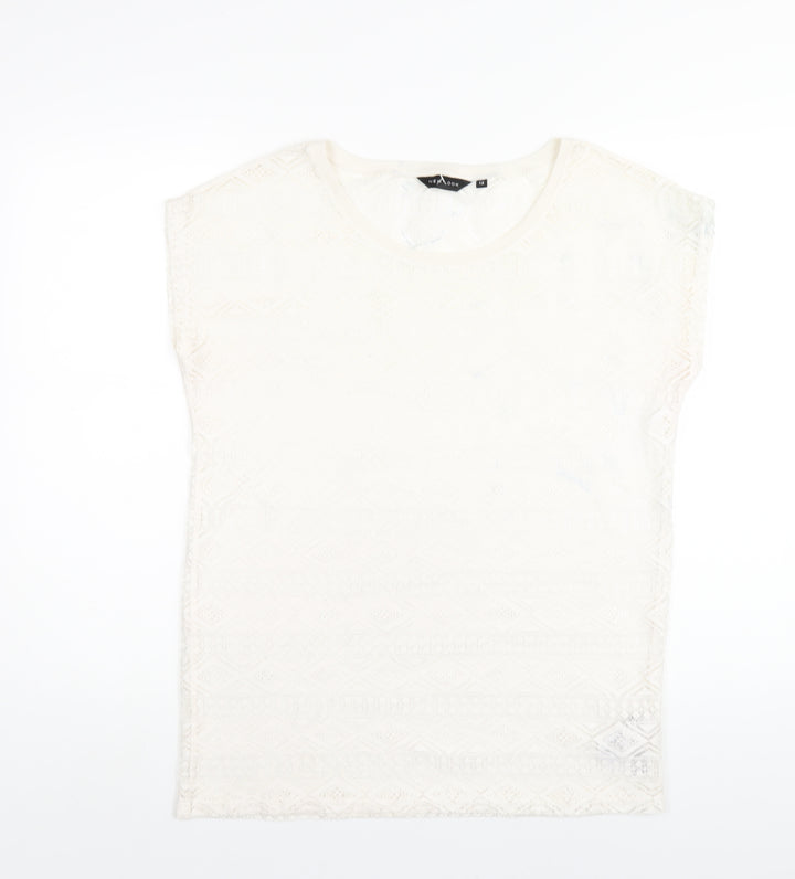 New Look Womens Ivory Polyester Basic T-Shirt Size 12 Round Neck