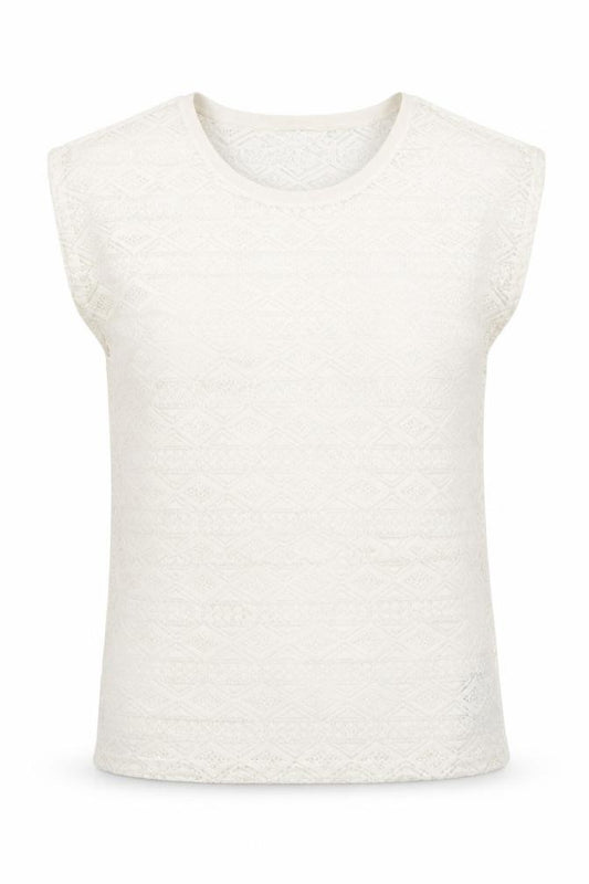 Front view of New Look women’s ivory polyester basic t-shirt, size UK 12, round neck