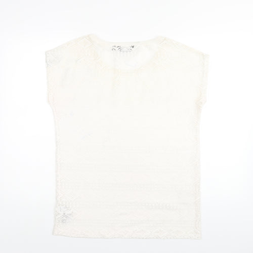 New Look Womens Ivory Polyester Basic T-Shirt Size 12 Round Neck