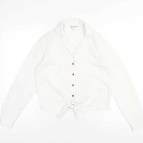 Miss Selfridge Womens White Polyester Basic Button-Up Size 8 Collared