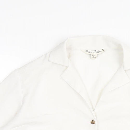 Miss Selfridge Womens White Polyester Basic Button-Up Size 8 Collared