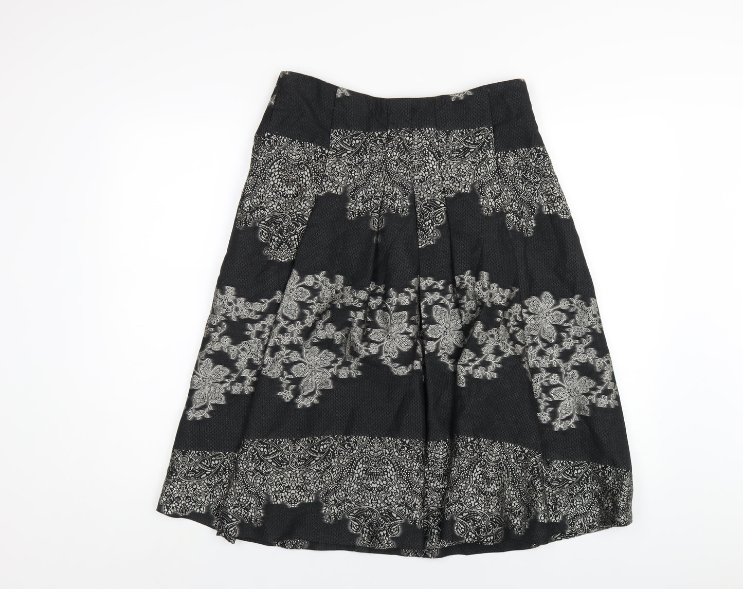Kaliko Womens Black Geometric Acetate A-Line Skirt Size 12 Zip
