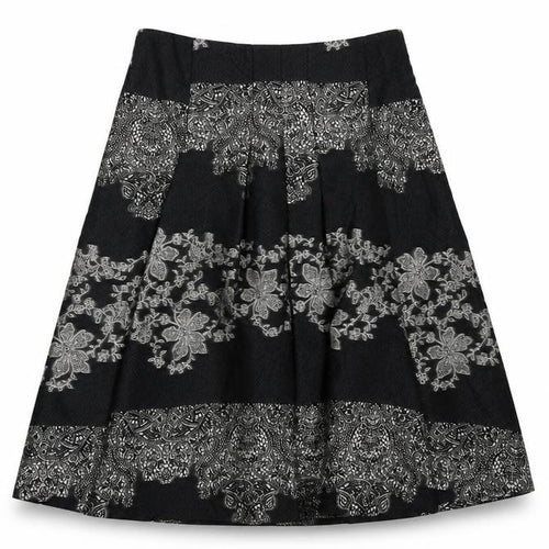 Kaliko Womens Black Geometric Acetate A-Line Skirt Size 12 Zip