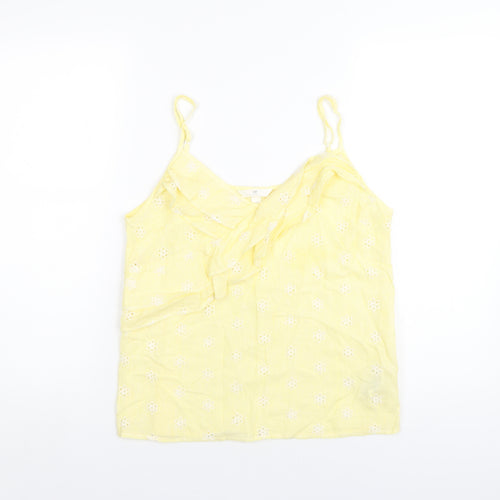 H&M Womens Yellow Cotton Camisole T-Shirt Size 10 V-Neck