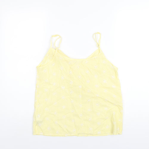 H&M Womens Yellow Cotton Camisole T-Shirt Size 10 V-Neck