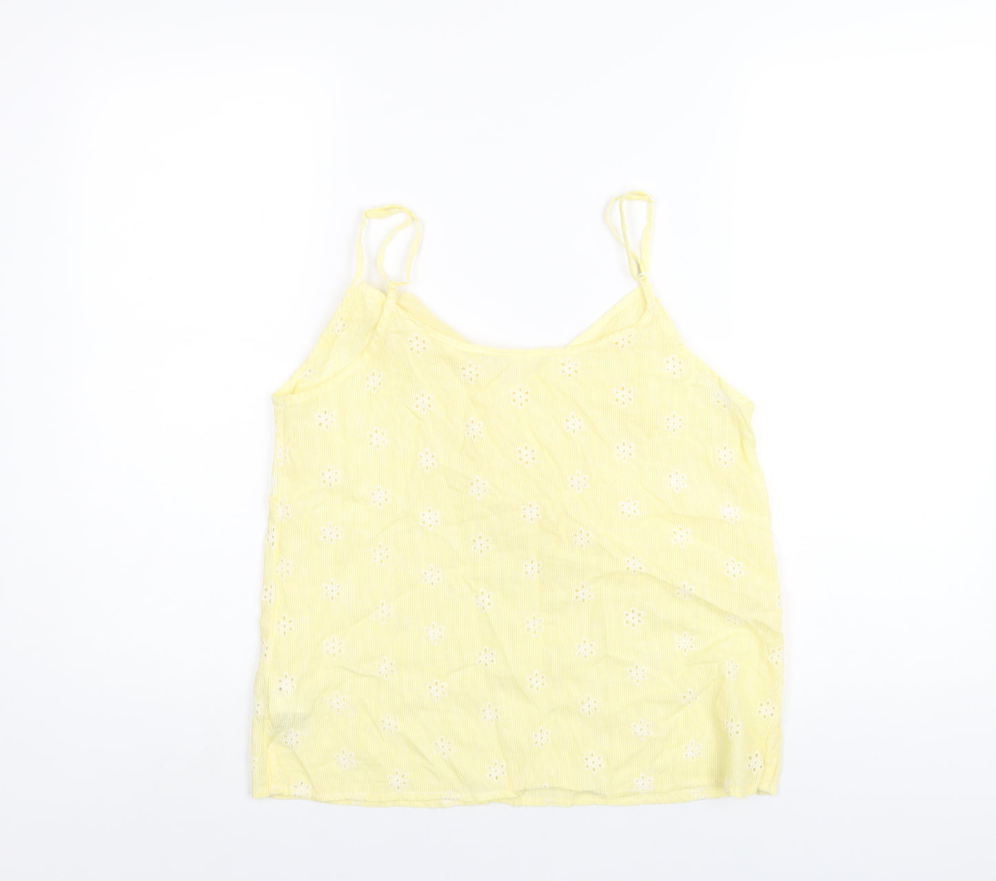 H&M Womens Yellow Cotton Camisole T-Shirt Size 10 V-Neck