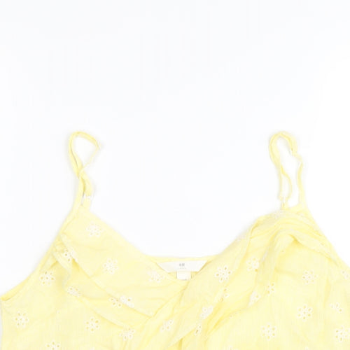 H&M Womens Yellow Cotton Camisole T-Shirt Size 10 V-Neck