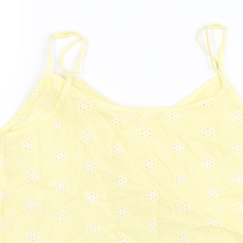 H&M Womens Yellow Cotton Camisole T-Shirt Size 10 V-Neck