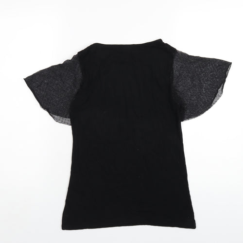 PRETTYLITTLETHING Womens Black Viscose Basic T-Shirt Size 8 Round Neck