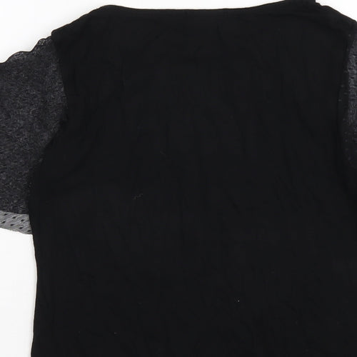 PRETTYLITTLETHING Womens Black Viscose Basic T-Shirt Size 8 Round Neck