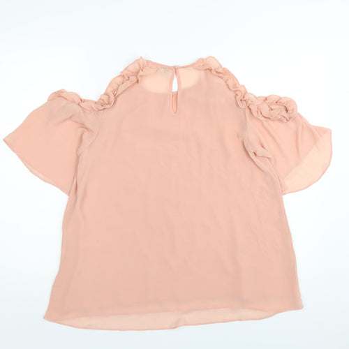 River Island Womens Pink Polyester Basic T-Shirt Size 10 Round Neck
