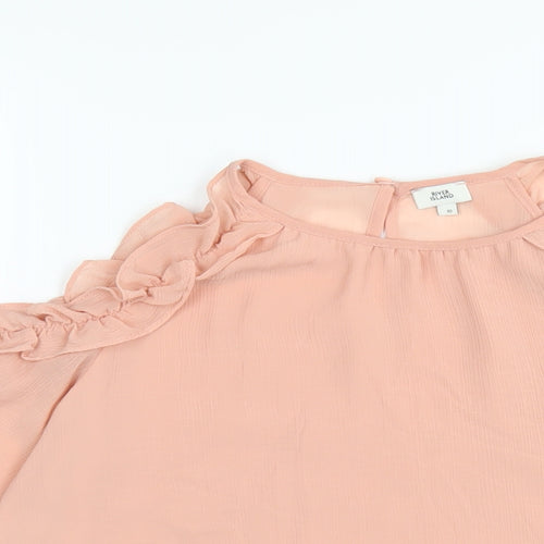 River Island Womens Pink Polyester Basic T-Shirt Size 10 Round Neck