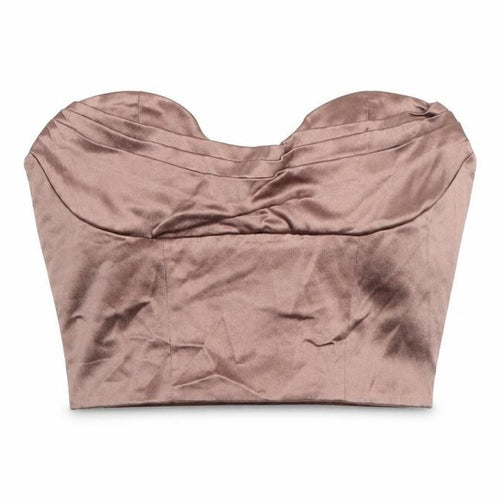 Zara Womens Brown Polyester Cropped T-Shirt Size M Sweetheart
