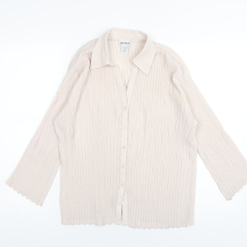 Nicola Womens Ivory Polyester Basic Button-Up Size M Collared
