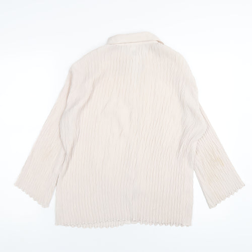 Nicola Womens Ivory Polyester Basic Button-Up Size M Collared