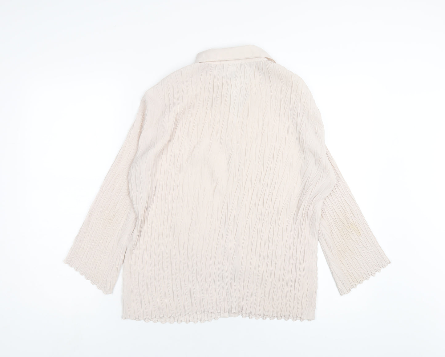 Nicola Womens Ivory Polyester Basic Button-Up Size M Collared