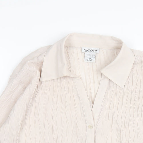 Nicola Womens Ivory Polyester Basic Button-Up Size M Collared