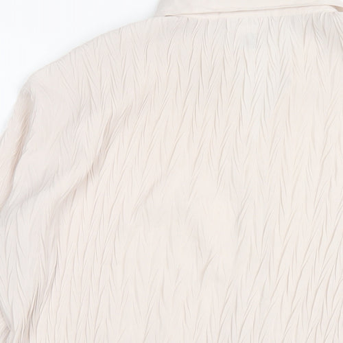 Nicola Womens Ivory Polyester Basic Button-Up Size M Collared