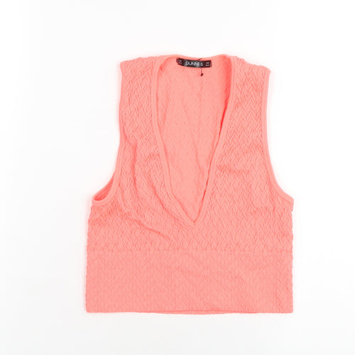 Dunnes Stores Womens Orange Polyamide Cropped Tank Size XS V-Neck