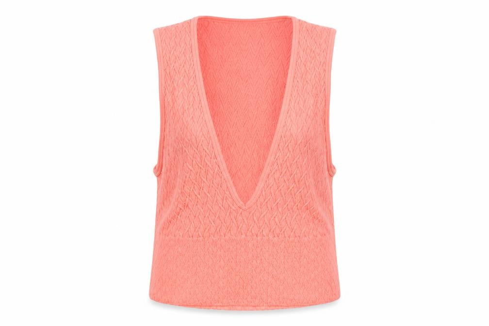 Dunnes Stores Womens Orange Polyamide Cropped Tank Size XS V-Neck