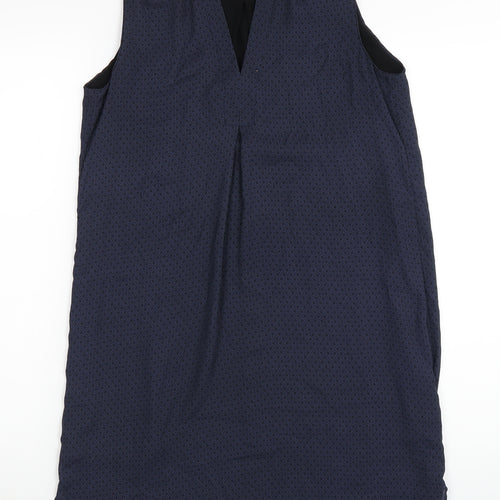 H&M Womens Blue Geometric Polyester A-Line Size 8 V-Neck Pullover