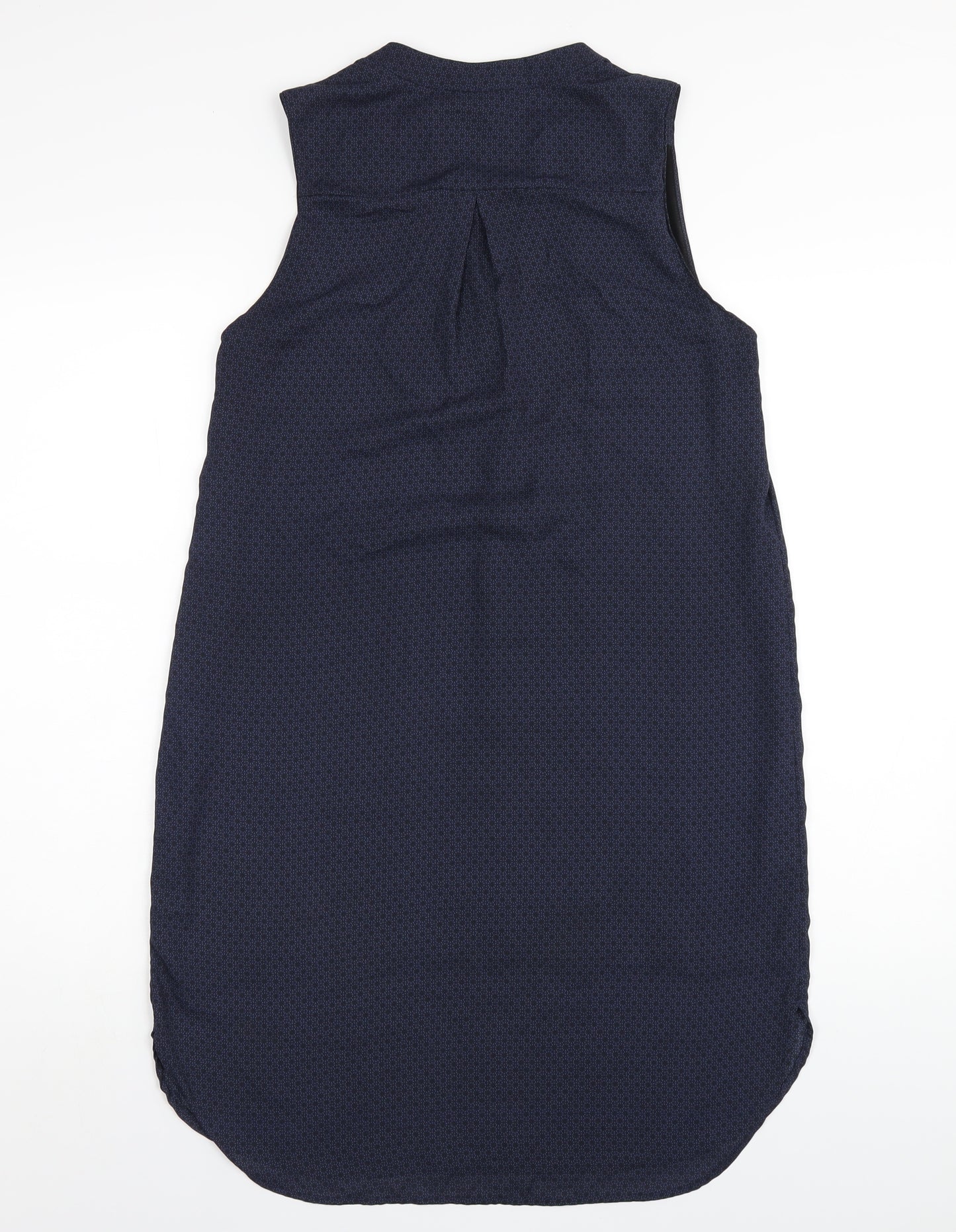H&M Womens Blue Geometric Polyester A-Line Size 8 V-Neck Pullover