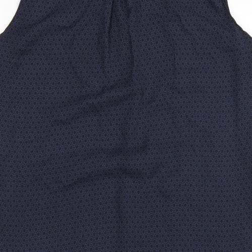 H&M Womens Blue Geometric Polyester A-Line Size 8 V-Neck Pullover