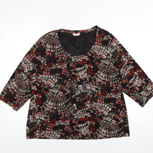 Classic Womens Multicoloured Geometric Polyester Basic T-Shirt Size 18 Round Neck