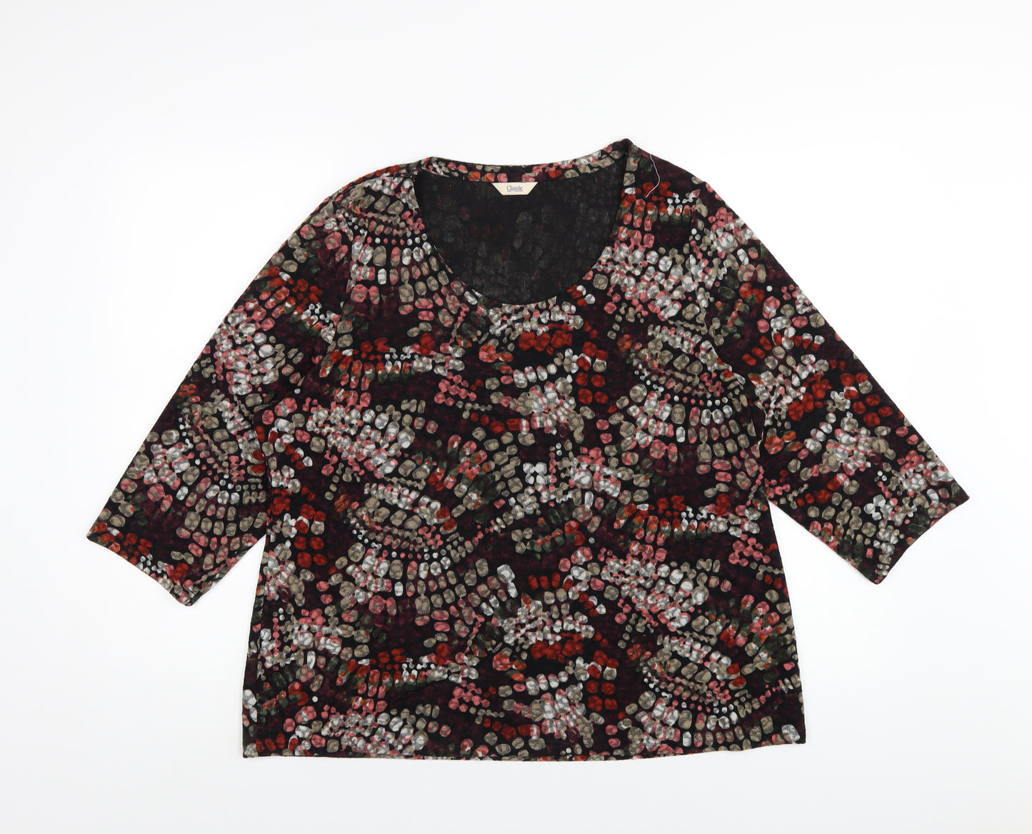 Classic Womens Multicoloured Geometric Polyester Basic T-Shirt Size 18 Round Neck