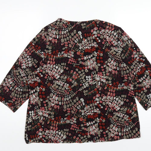 Classic Womens Multicoloured Geometric Polyester Basic T-Shirt Size 18 Round Neck
