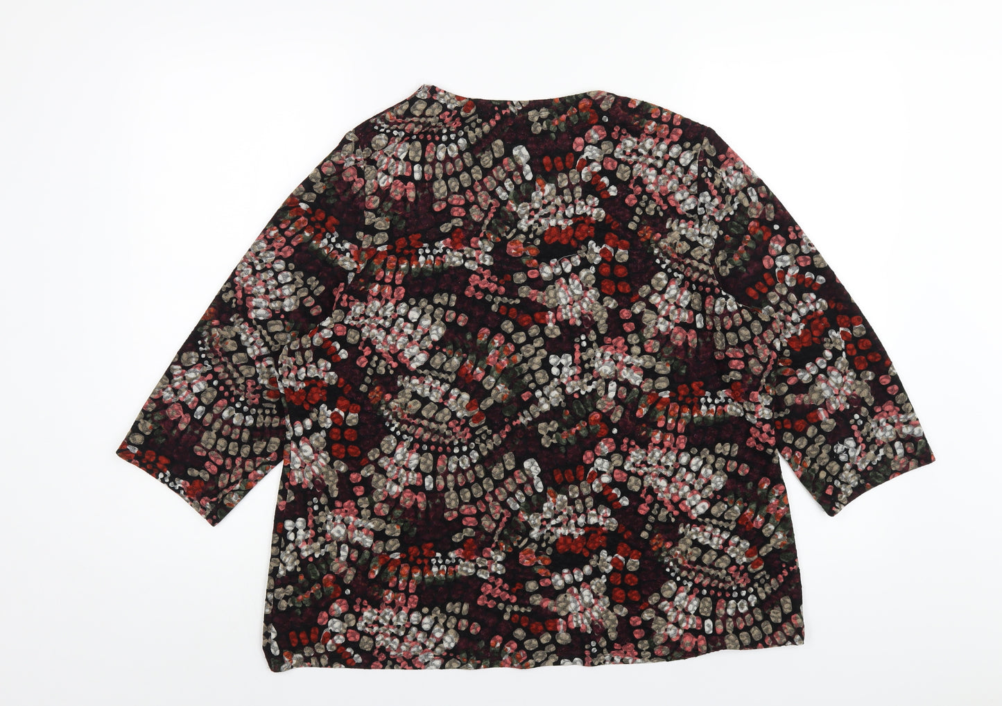 Classic Womens Multicoloured Geometric Polyester Basic T-Shirt Size 18 Round Neck