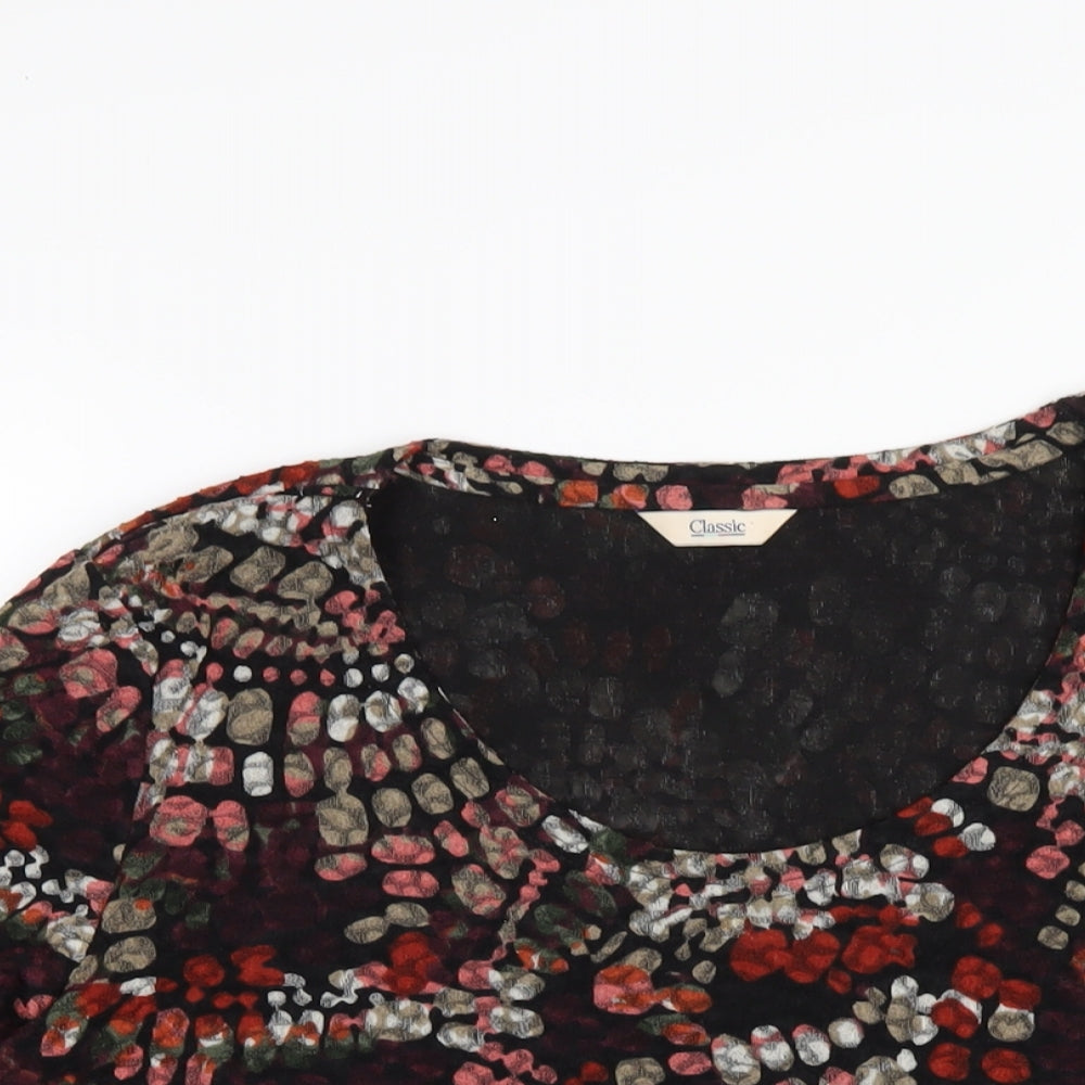 Classic Womens Multicoloured Geometric Polyester Basic T-Shirt Size 18 Round Neck