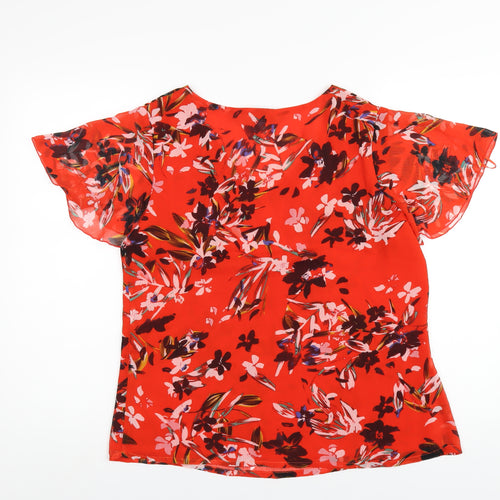 Stefano Cocci Womens Red Floral Polyester Basic Blouse Size S V-Neck