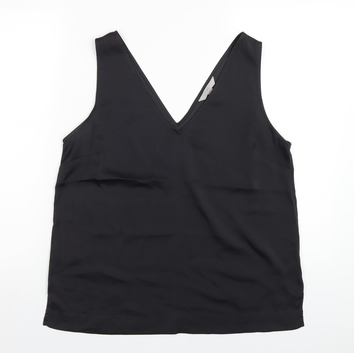 H&M Womens Black Polyester Basic Tank Size M V-Neck