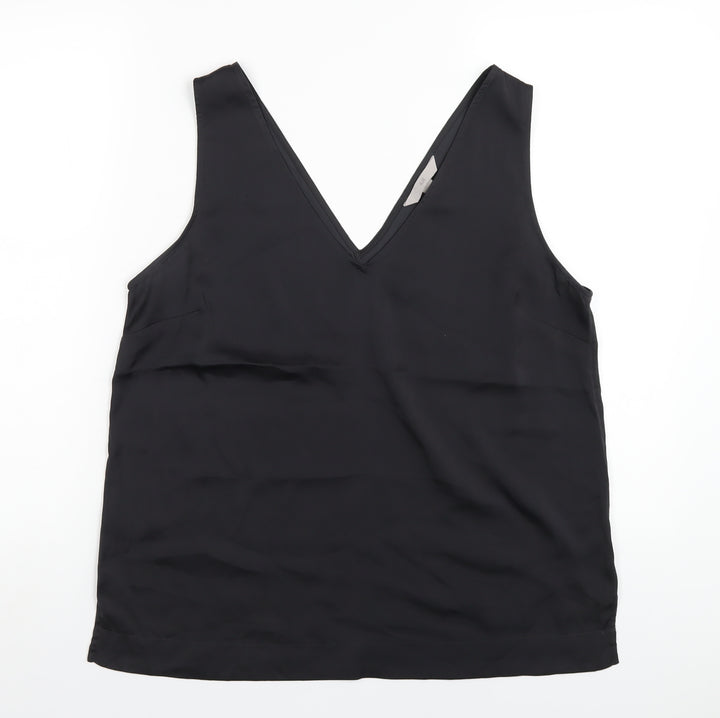 H&M Womens Black Polyester Basic Tank Size M V-Neck