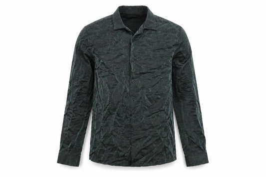 Front view of Topman men’s green viscose button-up, size XS, collared button