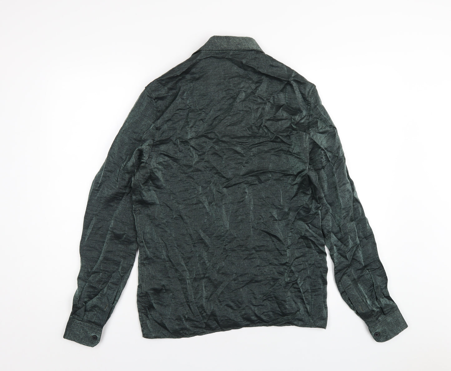 Topman Mens Green Viscose Button-Up Size XS Collared Button