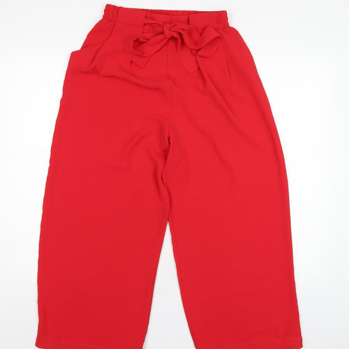 Zara Womens Red Polyester Trousers Size M L25 in Regular