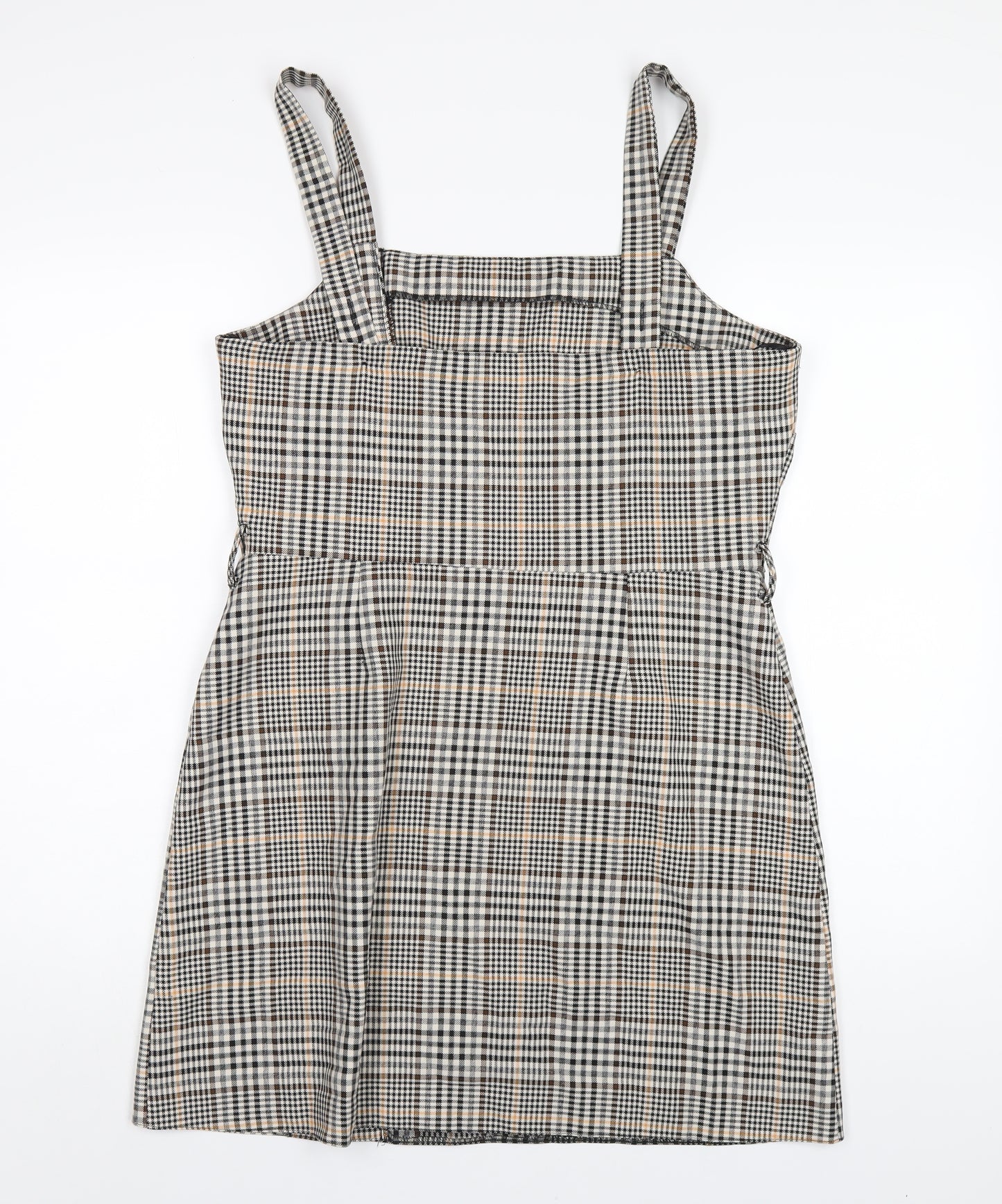 Miss Selfridge Womens Multicoloured Plaid Polyester A-Line Size 14 Square Neck Zip