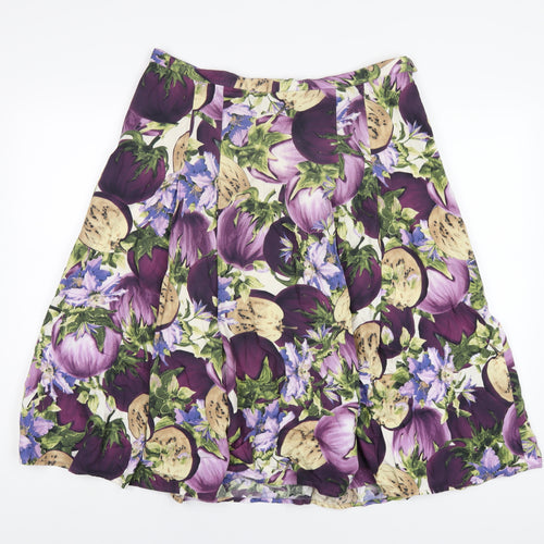 Madeline Womens Multicoloured Geometric Cotton A-Line Skirt Size 16 Zip