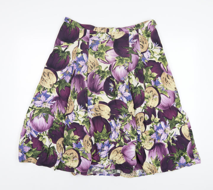 Madeline Womens Multicoloured Geometric Cotton A-Line Skirt Size 16 Zip