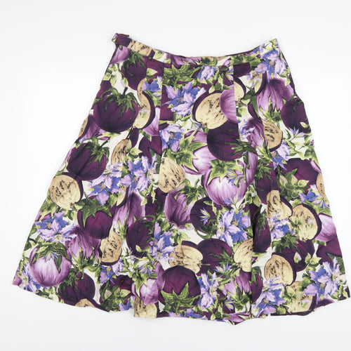 Madeline Womens Multicoloured Geometric Cotton A-Line Skirt Size 16 Zip