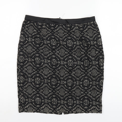 FOREVER 21 Womens Black Cotton Straight & Pencil Skirt Size M Zip