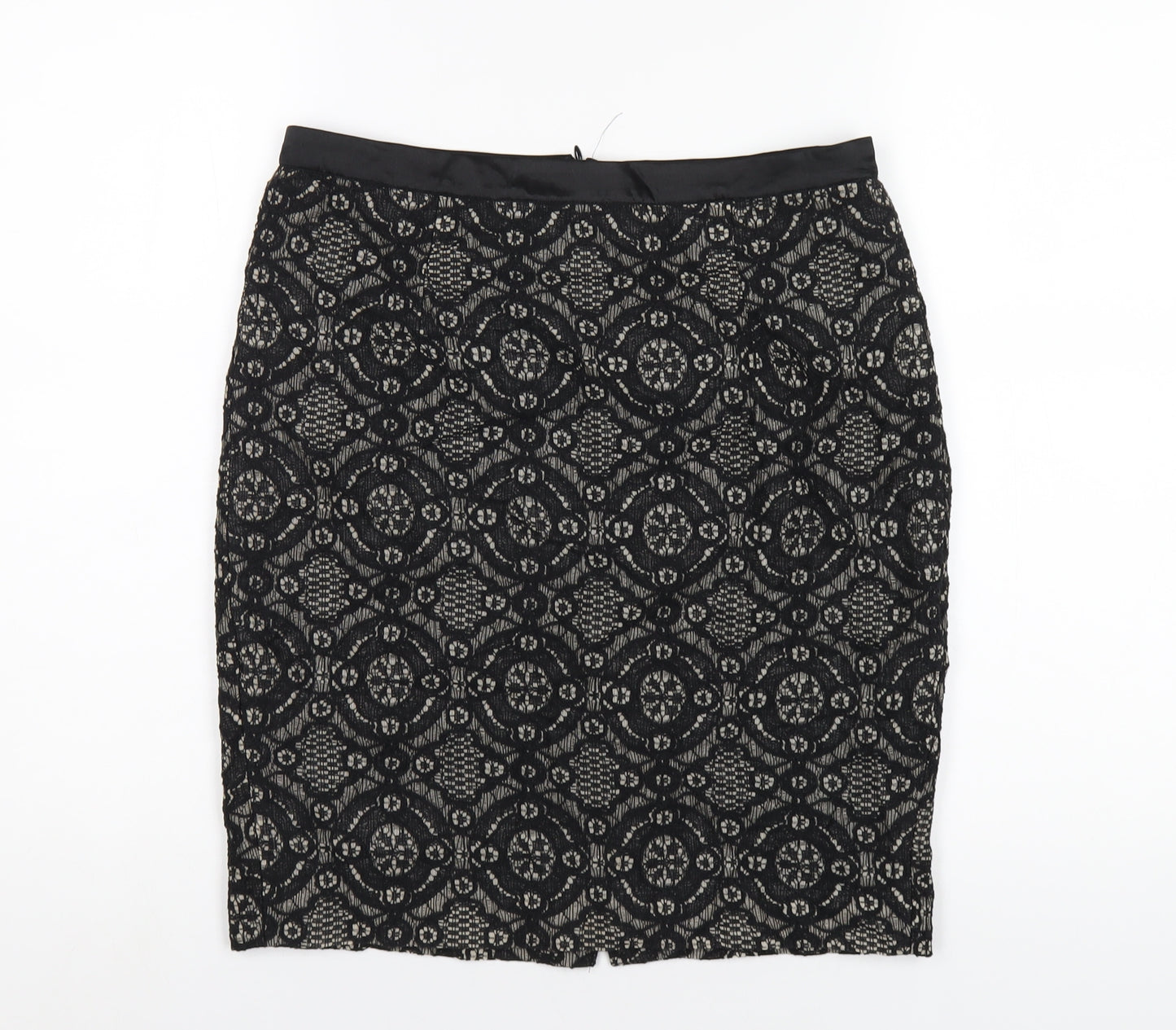 FOREVER 21 Womens Black Cotton Straight & Pencil Skirt Size M Zip